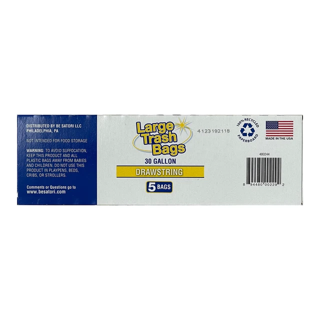 Alt view image 4 of 7 - Basic Large Trash Bags 30 Gallon 6 Pack 5 Bags Drawstring