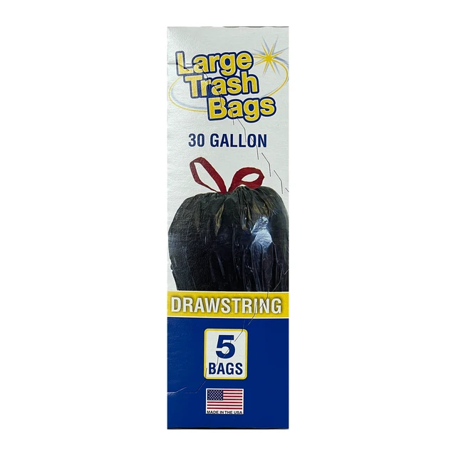 Alt view image 5 of 7 - Basic Large Trash Bags 30 Gallon 6 Pack 5 Bags Drawstring