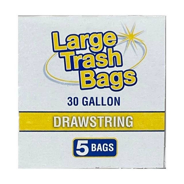 Alt view image 6 of 7 - Basic Large Trash Bags 30 Gallon 6 Pack 5 Bags Drawstring