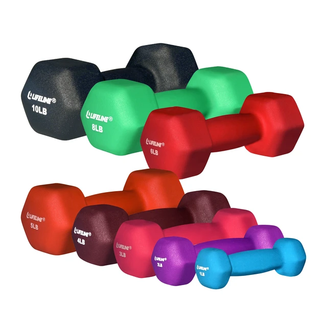 Alt view image 2 of 6 - Lifeline Fitness 2lb Hex Neoprene Dumbbell with Non-Slip Grip