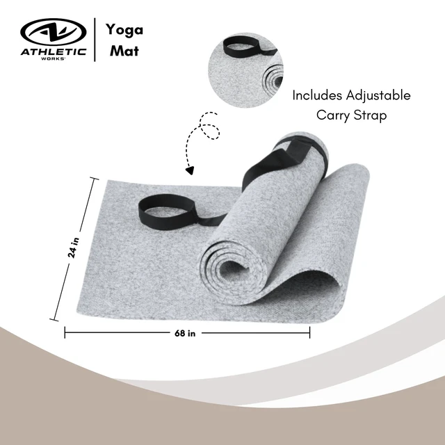 Alt view image 2 of 6 - Athletic Works Yoga Mat 68in x 24in 5mm TPE Marble with Carry Strap