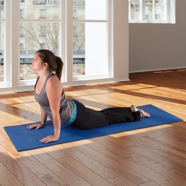 Alt view image 4 of 6 - Wakeman 1/4-Inch Thick Double-Sided Yoga Mat with Strap, 71 x 24 in, Blue