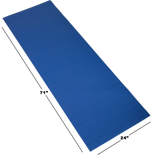 Alt view image 5 of 6 - Wakeman 1/4-Inch Thick Double-Sided Yoga Mat with Strap, 71 x 24 in, Blue