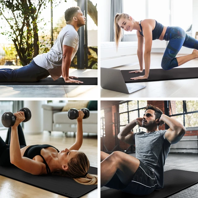 Alt view image 5 of 5 - Microdry Multi-Purpose Fitness Mat 8mm Padded Skid & Tear Resistant 24" x 72" Black