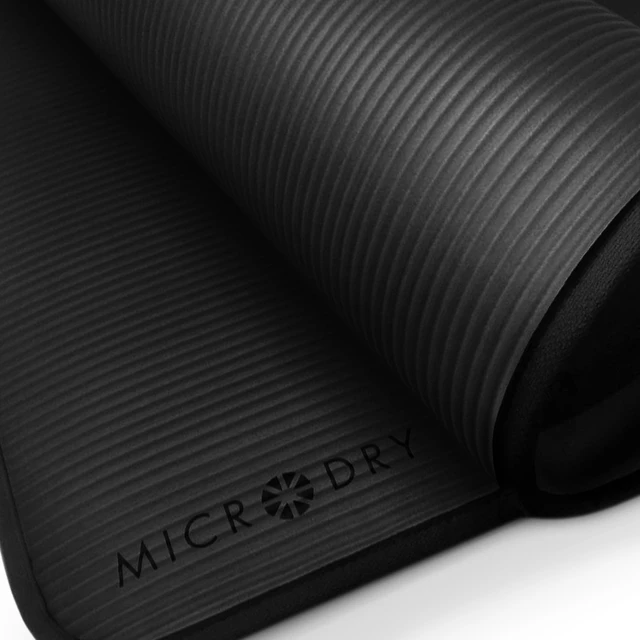 Alt view image 4 of 5 - Microdry Multi-Purpose Fitness Mat 8mm Padded Skid & Tear Resistant 24" x 72" Black