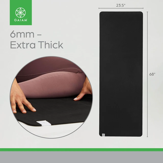 Alt view image 5 of 6 - Gaiam Performance Yoga Mat, 23.5" x 68" x 6mm, TPE, Black