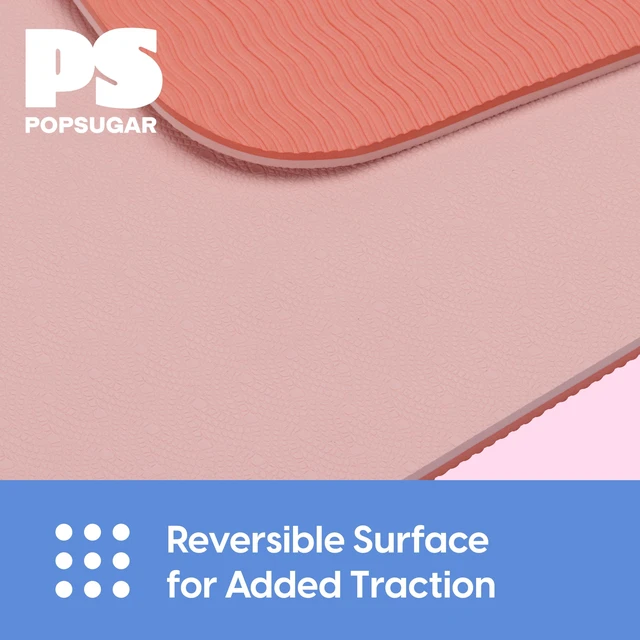 Alt view image 5 of 7 - Popsugar 6mm TPE 2-Color Solid Yoga Mat Rose Pink/Coral 24 x 68 Inches