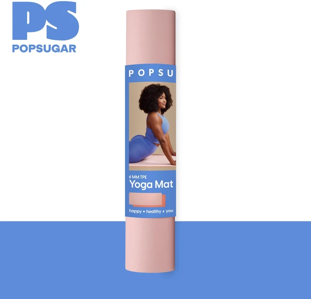Alt view image 4 of 7 - Popsugar 6mm TPE 2-Color Solid Yoga Mat Rose Pink/Coral 24 x 68 Inches
