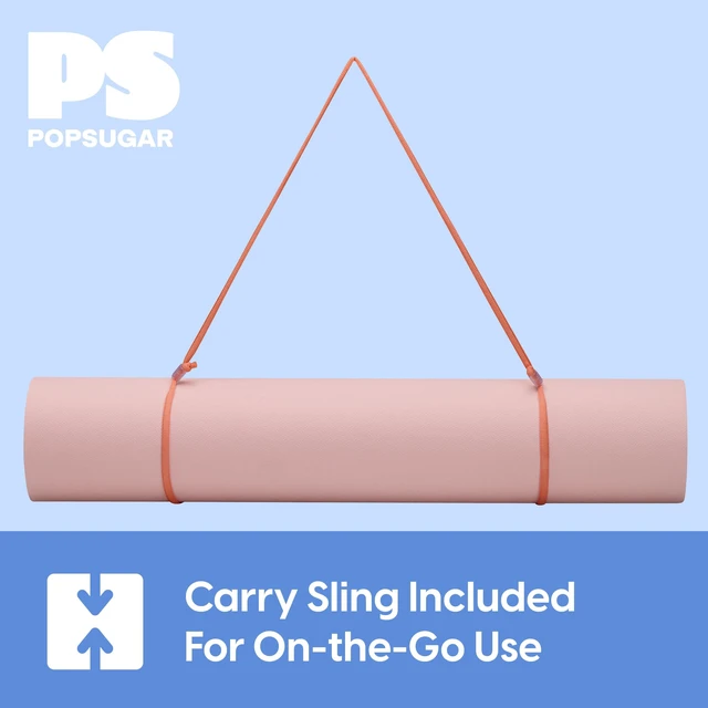 Alt view image 3 of 7 - Popsugar 6mm TPE 2-Color Solid Yoga Mat Rose Pink/Coral 24 x 68 Inches
