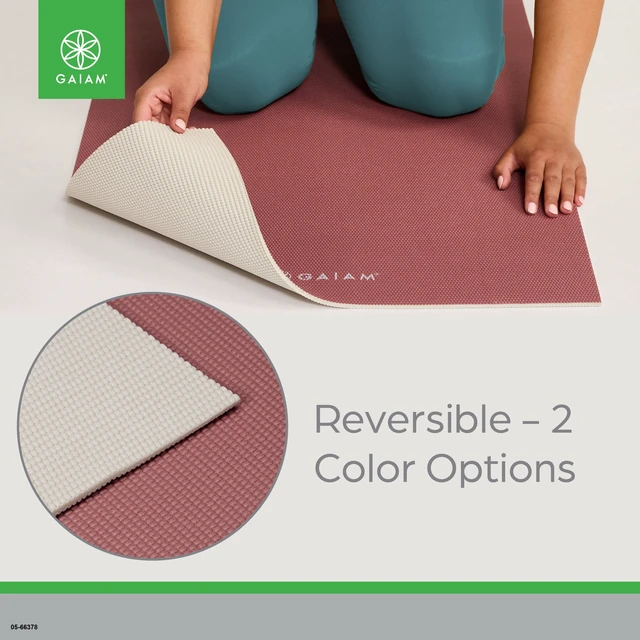 Alt view image 2 of 6 - Gaiam Reversible Yoga Mat 24" x 68" x 5mm, Pink Khaki
