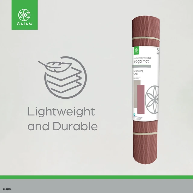 Alt view image 5 of 6 - Gaiam Reversible Yoga Mat 24" x 68" x 5mm, Pink Khaki