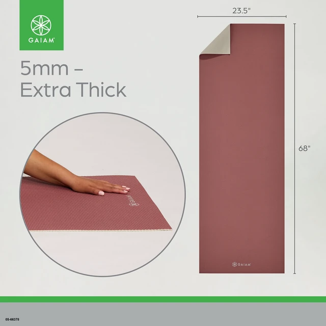 Alt view image 6 of 6 - Gaiam Reversible Yoga Mat 24" x 68" x 5mm, Pink Khaki