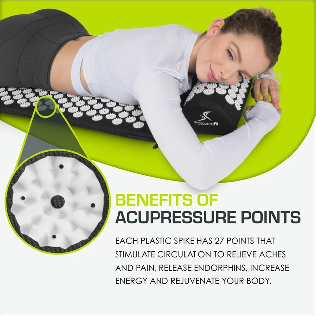 Alt view image 5 of 5 - ProsourceFit Acupressure Mat and Pillow Set for Back and Neck Pain Relief and Muscle Relaxation