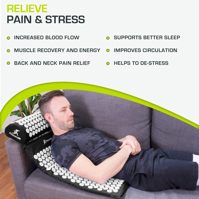Alt view image 4 of 5 - ProsourceFit Acupressure Mat and Pillow Set for Back and Neck Pain Relief and Muscle Relaxation