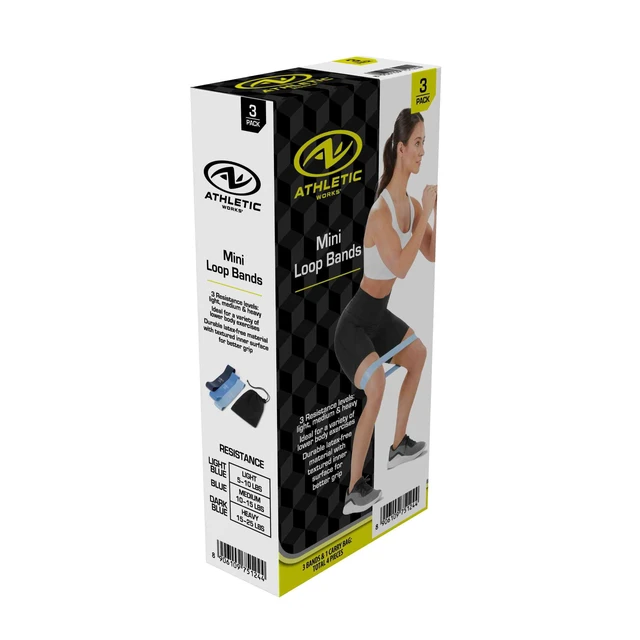 Alt view image 4 of 6 - Athletic Works Mini Loop Bands (Latex Free) - Set of 3 Levels: Light, Medium, Heavy