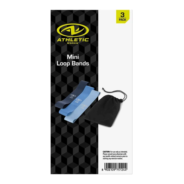 Alt view image 6 of 6 - Athletic Works Mini Loop Bands (Latex Free) - Set of 3 Levels: Light, Medium, Heavy