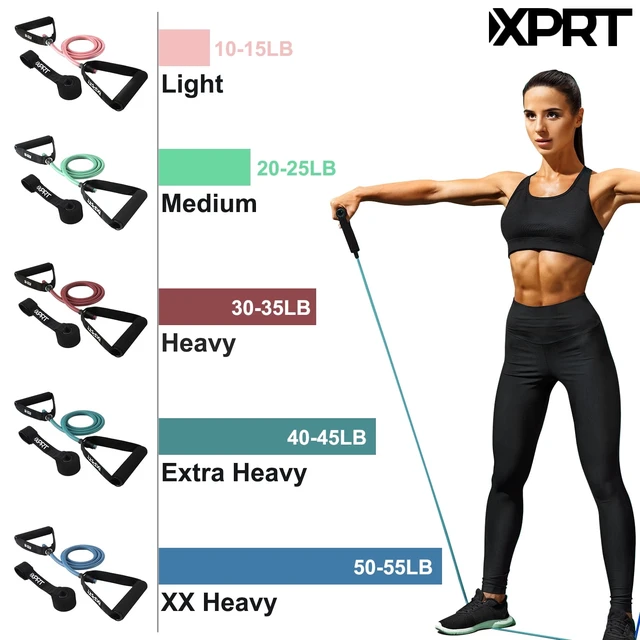 Alt view image 6 of 6 - XPRT Fitness Single Resistance Band with Handles and Door Anchor for Home Gym, 10LB