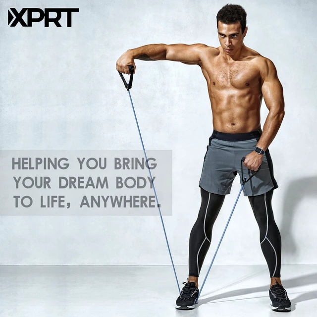 Alt view image 5 of 6 - XPRT Fitness Single Resistance Band with Handles and Door Anchor for Home Gym, 10LB