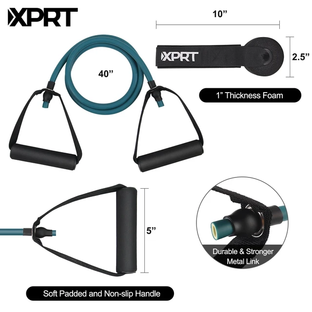Alt view image 2 of 6 - XPRT Fitness Single Resistance Band with Handles and Door Anchor for Home Gym, 10LB