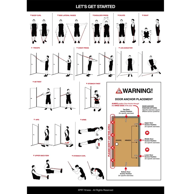 Alt view image 4 of 6 - XPRT Fitness Single Resistance Band with Handles and Door Anchor for Home Gym, 10LB