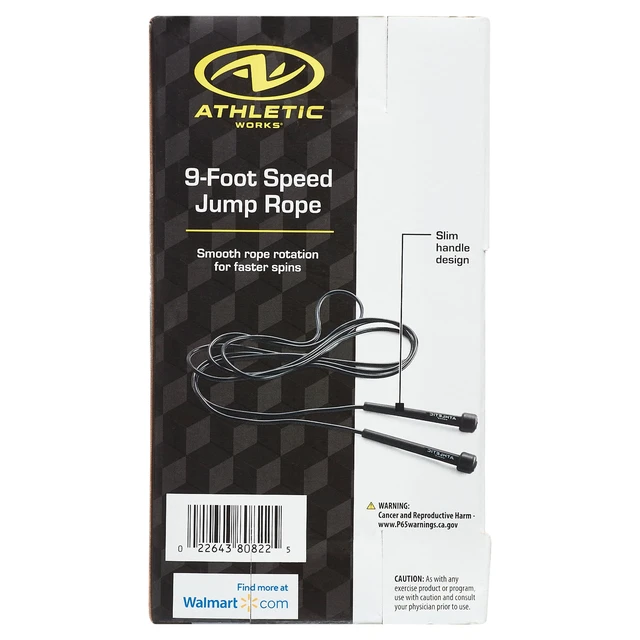 Alt view image 3 of 7 - Athletic Works Speed Jump Rope, 9', Lightweight Handles, Black