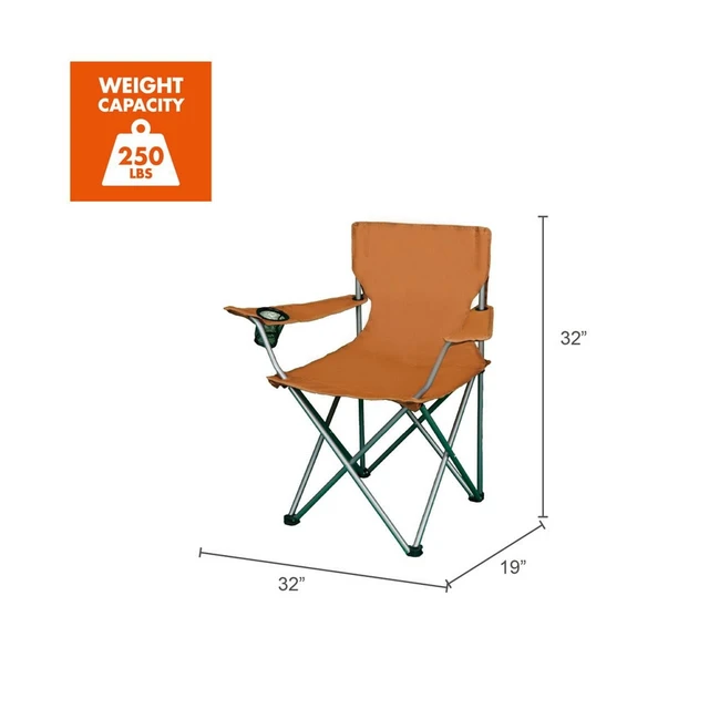 Alt view image 5 of 7 - Ozark Trail Folding Quad Camp Chair with Cup Holder, Brown