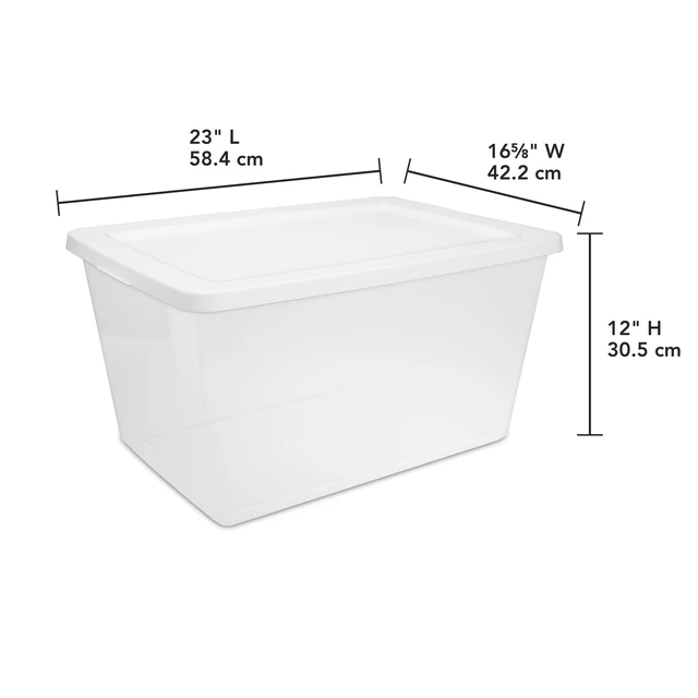 Alt view image 4 of 6 - Sterilite 58Quart Medium Storage Bin, Clear Plastic with Snap-On Lid, White
