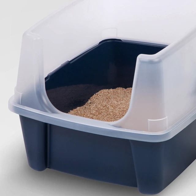 Alt view image 4 of 6 - IRIS Open Top Cat Litter Box with Shield, Navy