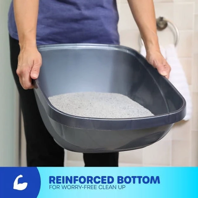 Alt view image 2 of 6 - Petmate Hi-Back Open Top High Sided Cat Litter Box 23" Plastic Jumbo XL Blue