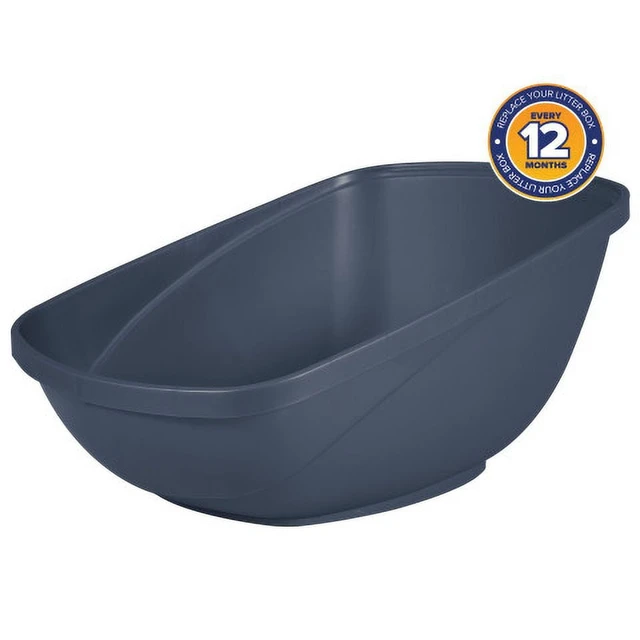 Alt view image 5 of 6 - Petmate Hi-Back Open Top High Sided Cat Litter Box 23" Plastic Jumbo XL Blue