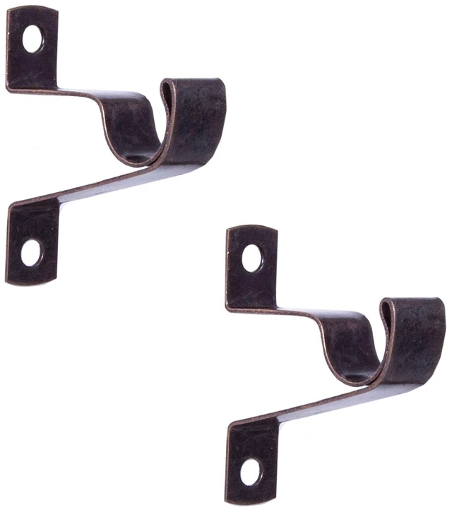 Main image of Mainstays 7/16" Petite Cafe Metal Curtain Mounting Brackets, Set of 2, Bronze
