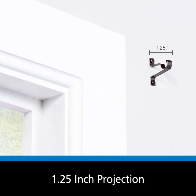 Alt view image 4 of 5 - Mainstays 7/16" Petite Cafe Metal Curtain Mounting Brackets, Set of 2, Bronze