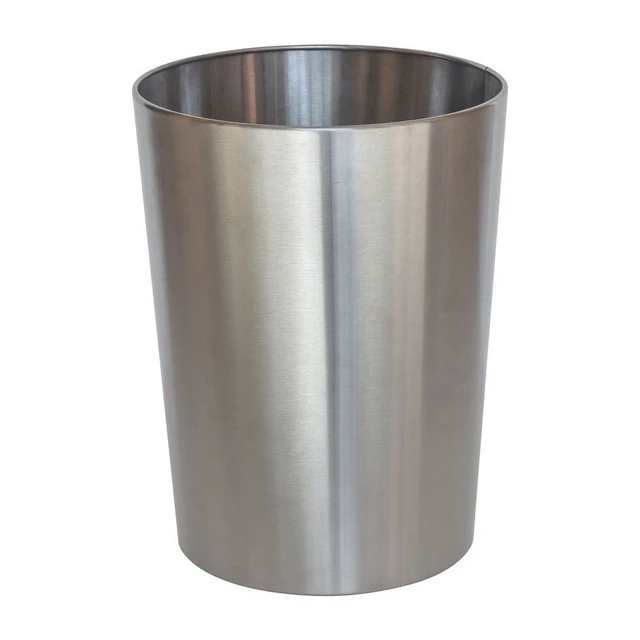 Alt view image 2 of 5 - Mainstays Brushed Nickel Metal Bathroom Wastebasket, 2.2 gal