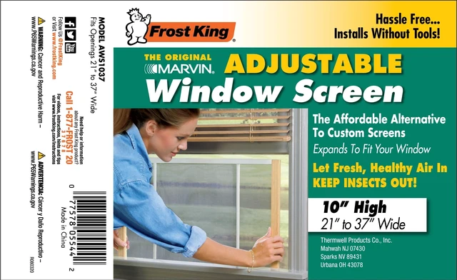 Main image of Frost King 10in H x 21-37in Wood and Steel Adjustable Window Screen, Alternative to Custom Screens