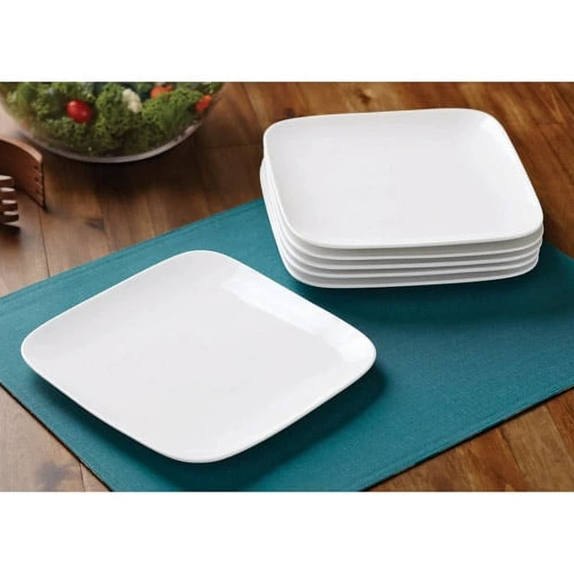 Alt view image 2 of 2 - Better Homes & Gardens Soft Square Porcelain Salad Plates, White, Set of 12