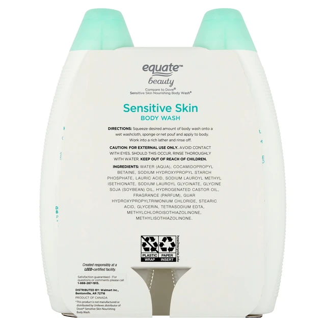 Alt view image 6 of 7 - Equate Sensitive Skin Body Wash, 22 Fl Oz, 2 Pack