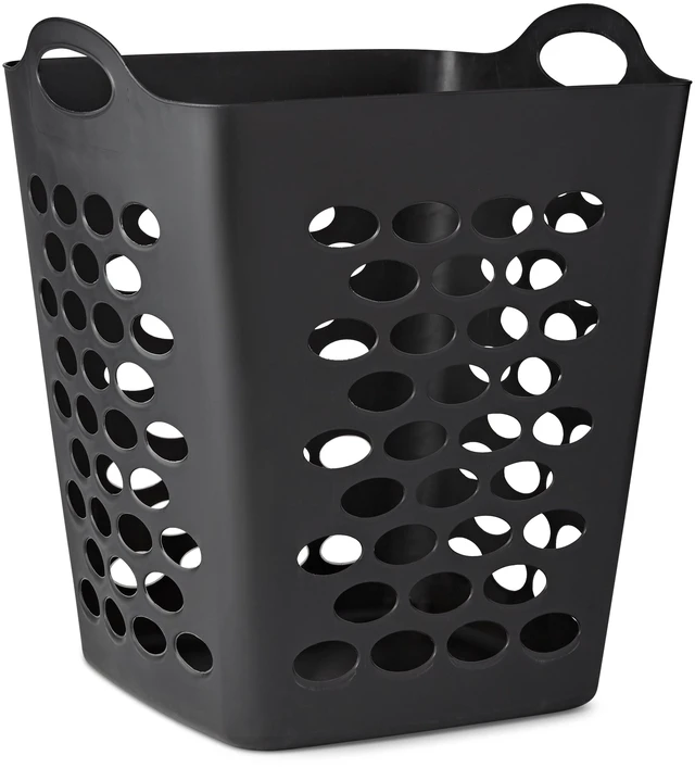 Main image of Mainstays Flexible Square Laundry Hamper, Black Plastic