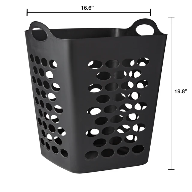 Alt view image 2 of 6 - Mainstays Flexible Square Laundry Hamper, Black Plastic
