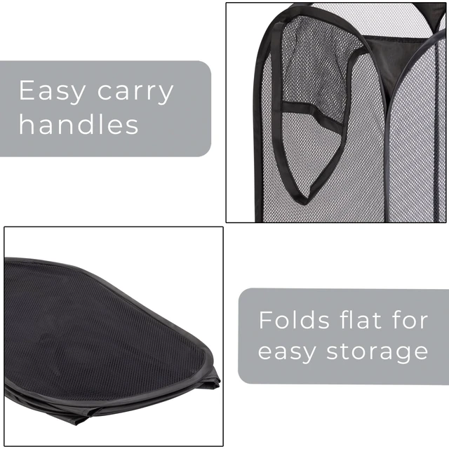 Alt view image 3 of 6 - Mainstays Pop-Up Spiral Polyester Laundry Hamper, Rich Black, Adult