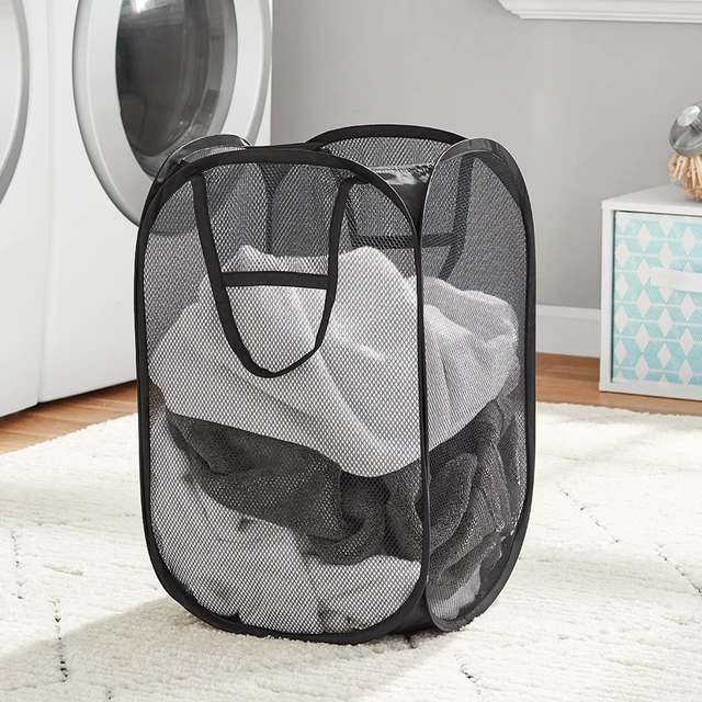 Alt view image 2 of 6 - Mainstays Pop-Up Spiral Polyester Laundry Hamper, Rich Black, Adult