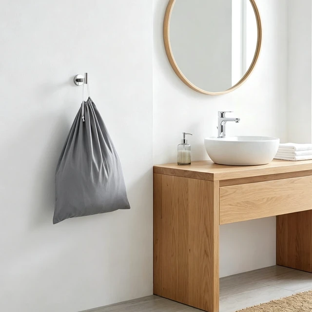Alt view image 5 of 6 - Mainstays Drawstring Laundry Bag, Polyester Cotton, Gray for Clothing Storage