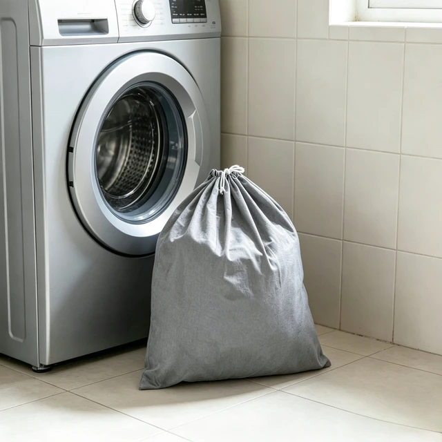 Alt view image 3 of 6 - Mainstays Drawstring Laundry Bag, Polyester Cotton, Gray for Clothing Storage