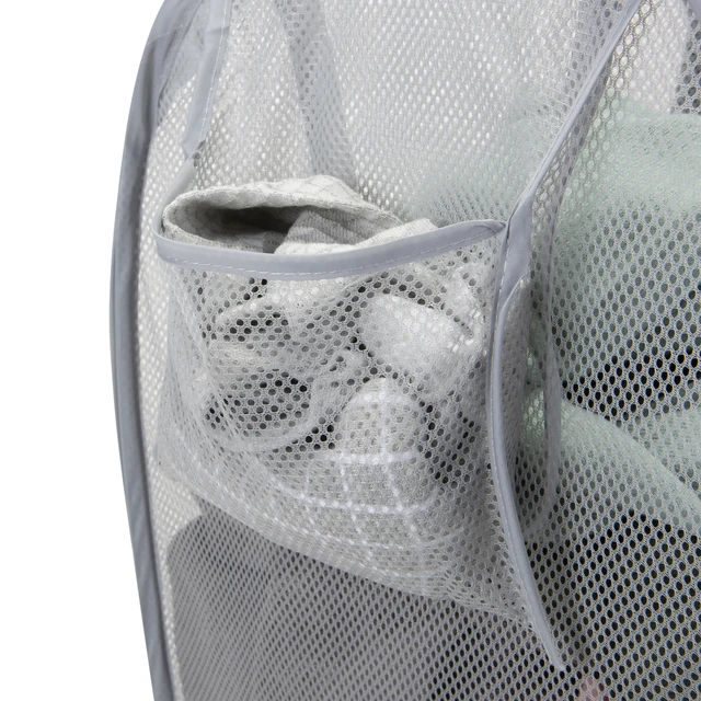 Alt view image 3 of 6 - Mainstays Dual Pop-Up Mesh Laundry Hamper, Gray