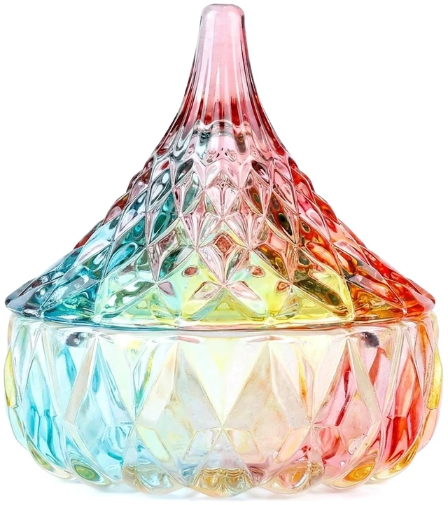 Main image of Unique Bargains Crystal Glass Jewelry Trinket Jar with Lid, Colorful