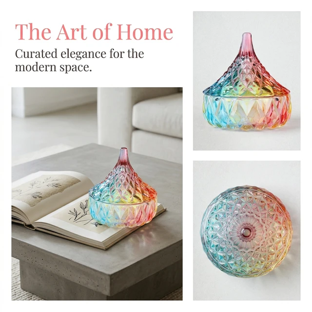 Alt view image 4 of 5 - Unique Bargains Crystal Glass Jewelry Trinket Jar with Lid, Colorful