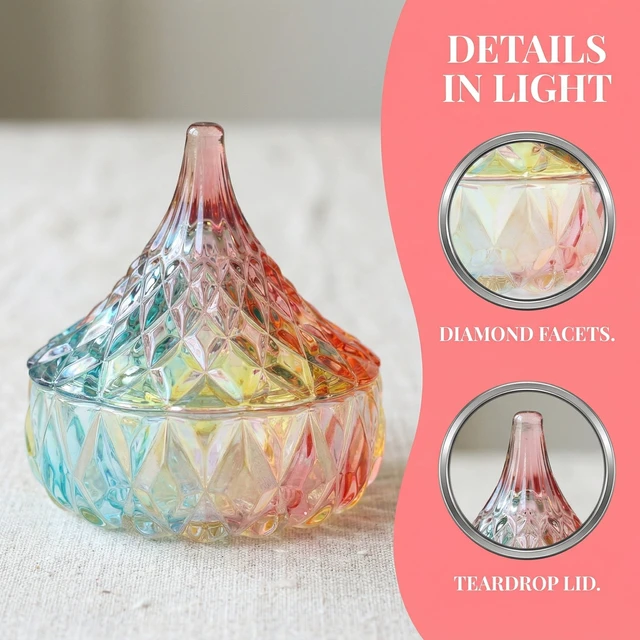 Alt view image 3 of 5 - Unique Bargains Crystal Glass Jewelry Trinket Jar with Lid, Colorful