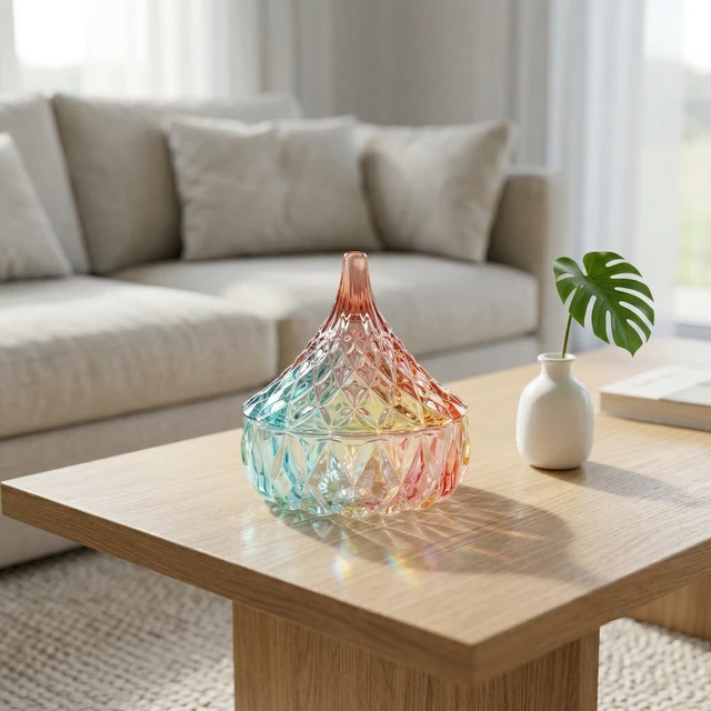 Alt view image 2 of 5 - Unique Bargains Crystal Glass Jewelry Trinket Jar with Lid, Colorful