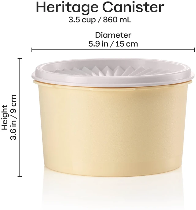 Alt view image 5 of 5 - Tupperware Heritage 3.5-Cup Food Storage Canister with Lid, Yellow