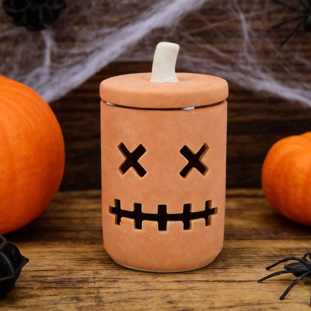 Alt view image 5 of 6 - Way To Celebrate Ceramic Jack-o'-Lantern Jar Orange 6.6in Halloween
