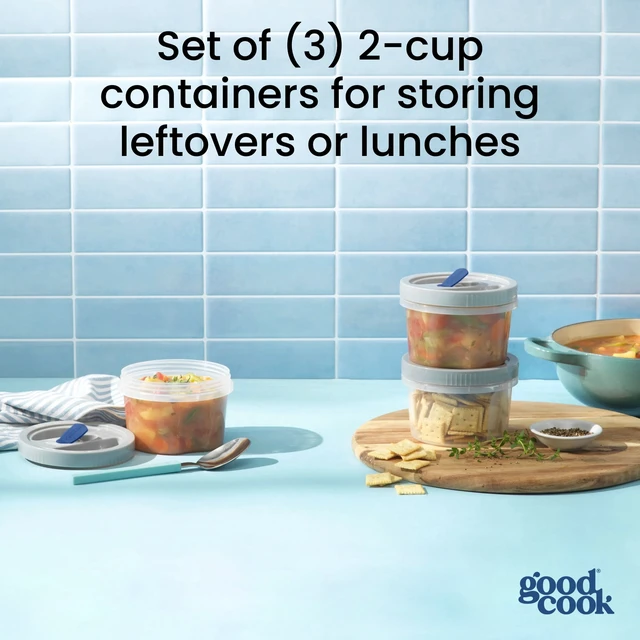 Alt view image 5 of 7 - GoodCook Twister 6-Piece 16oz Food Storage Container Set with BPA-Free Vented Lids